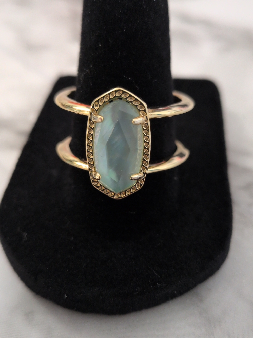 B7563 Kendra Scott Elyse double Band Statement Ring Gold Plated sz 12